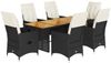 vidaXL 7-tlg. Garten-Essgruppe mit Kissen Schwarz Poly Rattan 3276688 Bild 2