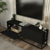 TV-Lowboard Nolven langes Gestell 135x32x47 cm Schwarz [en. casa] Bild 3