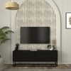 TV-Lowboard Nolven langes Gestell 135x32x47 cm Schwarz [en. casa] Bild 2