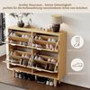 Schuhschrank mit 4 Klappschubladen, Schuhkommode aus Rattan mit Metallgriffen, Schuhregal für Flur, Schlafzimmer, Wohnung,Holzmöbel, Landhausstil, Maße: 100 x 25 x 90 cm Bild 2