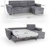Dmora Schlafsofa mit Halbinsel Priverno, Verwandelbares Ecksofa für das Wohnzimmer, gepolstert, abnehmbar, 100 % Made in Italy, 285x160 h100 cm, Grau Bild 3