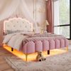 Polsterbett 140x200 cm Rosa mit Lattenrost und App-gesteuerter LED-Ambientebeleuchtung – Prinzessinnen-Design Bild 3