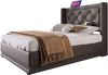 Polsterbett 90x200 cm, Schwarz PU, hydraulischer Bettkasten, 3‑seitige LED & USB‑C，Es gibt eine Matratze. Bild 5