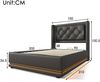 Polsterbett 90x200 cm, Schwarz PU, hydraulischer Bettkasten, 3‑seitige LED & USB‑C，Es gibt eine Matratze. Bild 3