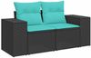 vidaXL 9-teiliges Gartensofa-Set mit Kissen, schwarzes Polyrattan 3222346 Bild 5