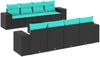 vidaXL 9-teiliges Gartensofa-Set mit Kissen, schwarzes Polyrattan 3222346 Bild 2