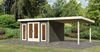 Gartenhaus Radeburg 2 - 369x309 cm plus Anbaudach 3,30m, 40 mm Holz terragrau, Karibu Bild 1