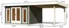 Gartenhaus Radeburg 2 - 369x309 cm plus Anbaudach 3,30m, 40 mm Holz terragrau, Karibu Bild 2
