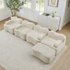 4-Sitzer modulare Wohnlandschaft H 70 x T 384 x B 167 cm aus Samt in Beige, L-Form mit Ottomanen, erweiterbar Bild 3