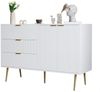 Refined Living Sideboard Wohnzimmerschrank mit Türen und Schubladen, Kommode mit goldene Griffe (120L x 38B x 80,5 H(cm), mit 3 Schubladen und 2 Türen mit Innenregalen bietet, Aufbewahrungsschrank, mit goldenen Griffen und Beinen, 1 St, Hochwertige Ver... Bild 2