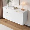 Refined Living Sideboard Wohnzimmerschrank mit Türen und Schubladen, Kommode mit goldene Griffe (120L x 38B x 80,5 H(cm), mit 3 Schubladen und 2 Türen mit Innenregalen bietet, Aufbewahrungsschrank, mit goldenen Griffen und Beinen, 1 St, Hochwertige Ver... Bild 4