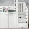 Etagenbett Kinderbett 90x200 mit Treppe, Kleiderschrank, Aufbewahrung, Dachdesign,Weiß+Grün Bild 5