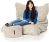 Green Bean® Sitzsack + Pouf im Set - XXL Riesensitzsack mit passendem Sitzhocker | Bean Bag mit EPS Füllung - Beige Bild 2