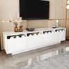 TV-Schrank 170 x 40 x 45 cm mit 4 Türen und Glasregalen – TV-Möbel aus MDF und Spanplatte in Weiß Bild 4