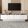 TV-Schrank 170 x 40 x 45 cm mit 4 Türen und Glasregalen – TV-Möbel aus MDF und Spanplatte in Weiß Bild 5