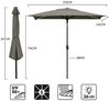 Sekey Sonnenschirm mit LED-Beleuchtung, Kurbel & UV50+, knickbar, Aluminium cappuccino, 210 x 140 cm Bild 2