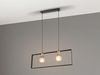 Retro Pendelleuchte SLIM 2-flammig Metall Schwarz Gold, Breite 70cm Bild 3