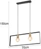 Retro Pendelleuchte SLIM 2-flammig Metall Schwarz Gold, Breite 70cm Bild 4
