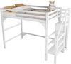 140*200cm Hochbett mit Lattenrost, mit Stufentreppe, mit Kleiderschrank, Jugendbett, Stauraum. Weiß Bild 5