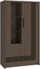 Forte EUFEMIUS Vitrine 90 95, moderner Vitrinenschrank mit dekorativer Fräsung, 2 Türen, Holzwerkstoff, Dunkelbraun|Schwarz Eiche Holzdekor, 91,5 cm breit x 159,9 cm hoch x 41,6 cm tief Bild 3
