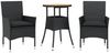vidaXL 3-tlg. Garten-Essgruppe mit Kissen Schwarz Poly Rattan Akazie 3278729 Bild 2