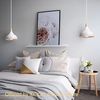iDEGU Pendelleuchte — Deckenleuchte im Retro- , Modern-Stil (Tropfenform) — E27-Fassung — Metall , Massivholz — Geeignet fur Schlafzimmer, Esszimmer, Küche — Durchmesser 20 cm (Weiß, Einzelleuchte) [Energieeffizienzklasse A] Bild 2