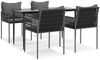 vidaXL 5-tlg. Garten-Essgruppe mit Kissen Poly Rattan und Stahl 3187055 Bild 2