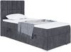 MEBLINI Boxspringbett LUKAS 100x200 cm mit Bettkasten - H4/Dunkelgrau Samt Gepolstert Einzelbett mit Topper & Taschenfederkern-Matratze - 100x200 Links Bild 1
