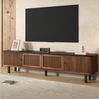 TV-Schrank 190 x 35 x 45 cm mit Schiebetüren und Gittertür – TV-Möbel in Nussbaum aus MDF und Holzwerkstoff Bild 5