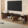 TV-Schrank 190 x 35 x 45 cm mit Schiebetüren und Gittertür – TV-Möbel in Nussbaum aus MDF und Holzwerkstoff Bild 3