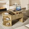 Moderner, höhenverstellbarer Couchtisch , Höhenverstellbarer Couchtisch fürs Wohnzimmer , Offene Regale und versteckter Stauraum , Schiebetüren , Ideal für kleine Wohnungen und Homeoffices Bild 3