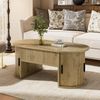 Moderner, höhenverstellbarer Couchtisch , Höhenverstellbarer Couchtisch fürs Wohnzimmer , Offene Regale und versteckter Stauraum , Schiebetüren , Ideal für kleine Wohnungen und Homeoffices Bild 2