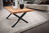 Couchtisch 120 x 60 x 46 cm Akazie Massivholz / Metall Baumkante, Design Wohnzimmertisch Rechteckig, Sofatisch Stubentisch Braun, Kaffeetisch mit schwarzen Beinen in X-Form Bild 5