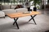 Couchtisch 120 x 60 x 46 cm Akazie Massivholz / Metall Baumkante, Design Wohnzimmertisch Rechteckig, Sofatisch Stubentisch Braun, Kaffeetisch mit schwarzen Beinen in X-Form Bild 3