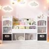 Bilderbuchregal, Kinderbuchregal, mehrstöckiger Kinderschrank, Kinderzimmermöbel, Spielzeugaufbewahrung, Ablageregal, Kinderaufbewahrungsschrank, mit 2 klappbaren Aufbewahrungsboxen, Weiß, 130*30*90cm Bild 5