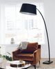 'Benue' Stehlampe Schwarz Metall 188 cm Stoffschirm Marmorfuß langes Kabel mit Schalter Bogenlampe Modernes Design Bild 3