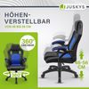 Juskys 'Montreal' Racing Bürostuhl in blau/schwarz, ergonomisch, höhenverstellbar & gepolstert, bis 120 kg Bild 4