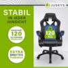 Juskys 'Montreal' Racing Bürostuhl in blau/schwarz, ergonomisch, höhenverstellbar & gepolstert, bis 120 kg Bild 5