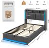MSMASK Polsterbett 90×200cm, Bett mit Steckdosen & LED Beleuchtung, Stauraum und Kopfteil (Ohne Matratze) Bild 2