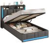 MSMASK Polsterbett 90×200cm, Bett mit Steckdosen & LED Beleuchtung, Stauraum und Kopfteil (Ohne Matratze) Bild 3
