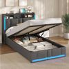 MSMASK Polsterbett 90×200cm, Bett mit Steckdosen & LED Beleuchtung, Stauraum und Kopfteil (Ohne Matratze) Bild 4