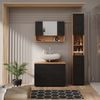 Badmöbel-Set Irma Anthrazit mit Wabenstruktur 3 Teile, mit Spiegelschrank 80 cm Vicco Bild 4