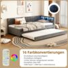 Merax Daybett LED Polsterbett Schlafsofa 90x200cm & Ausziehbett 90x190cm & Aufladen, grau Bild 2