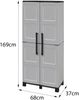 Dmora Askan-Außengarderobe, Besenschrank, 2-türiger Außenschrank, 100 % Made in Italy, 68 x 37 x 169 cm, Hellgrau und Schwarz, kariertes Finish Bild 3