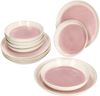 12tlg Tafelservice Reactive Glaze Paris 6 Pers. Speiseteller Suppenteller Pink Bild 2