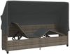 Sonnenliege, Gartenliege mit Dach und Kissen Grau Poly Rattan Bild 5