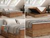 Polsterbett mit Bettkasten, Boxspringbett ohne Kopfteil WOOD ZERO, 7-Zonen Multipocket-Matratze und Topper, modernes Bett für Schlafzimmer - Orange Cordstoff - 180 x 200 cm - H3 Bild 2