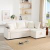 Modernes L-Sofa mit ausziehbarem Schlafsofa mit Schlaffunktion, ausgestattet mit Stauraum, USB-Ladegerät, Armlehnen-Stauraum und 2 Kissen, Beige Bild 4
