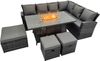 Fimous 9-Sitzer Outdoor High Back Rattan Gas Feuergrube Ecke Sofa Set Gartenmöbel Heizung Esstisch Set Fußhocker Dunkelgrau Gemischte rechte Hand Bild 2