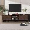 Odikalo Lowboard TV-Schrank TV-Bank TV-Tisch mit Stauraum (mit 2 Türen und 2 offenen Fächern in dunkelholzener Maserung – 160,5 x 35,5 x 45 cm) Bild 3